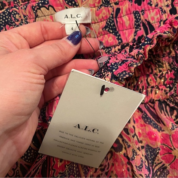 ALC Vera Silk Chiffon Tiered Ruffle metallic paisley Mini Skirt NWT - 4 S $365 - Picture 7 of 7